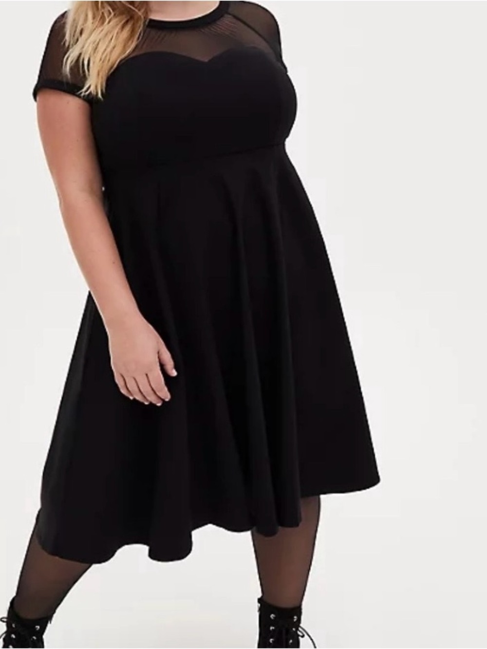 TORRID BLACK MESH INSET SWING DRESS